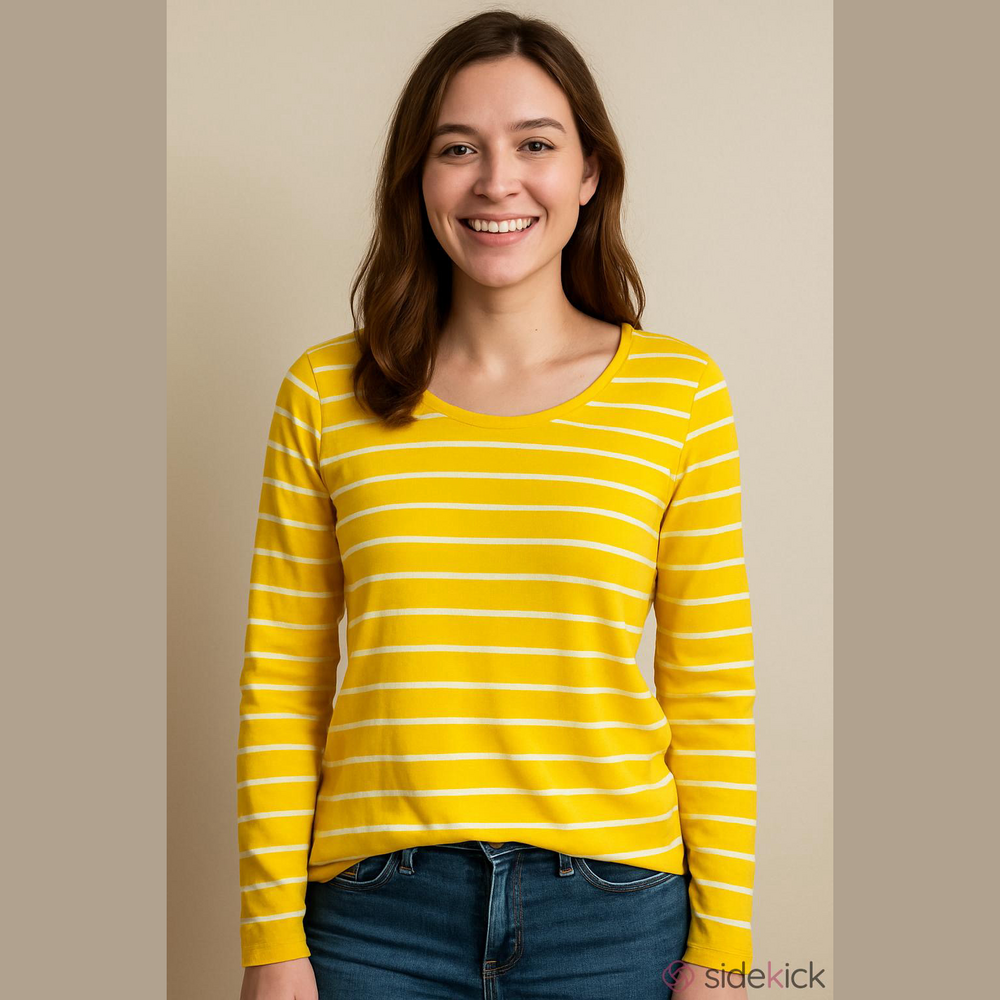 Banana Republic Yellow and White Striped Merino wool sweater  sz M
